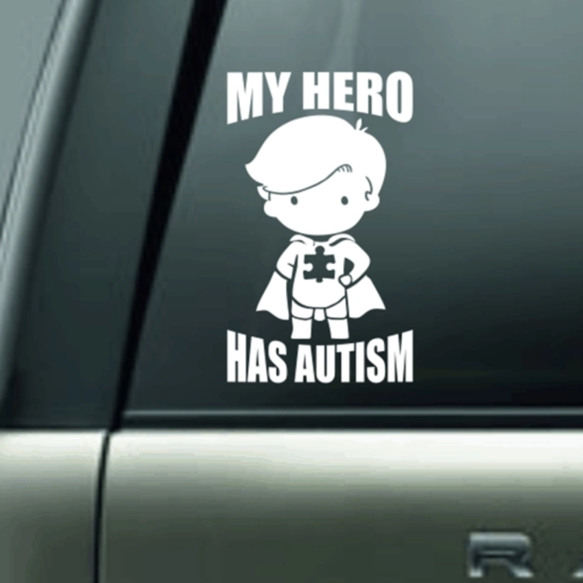 наклейка виниловая на авто my hero has autism купить в минске